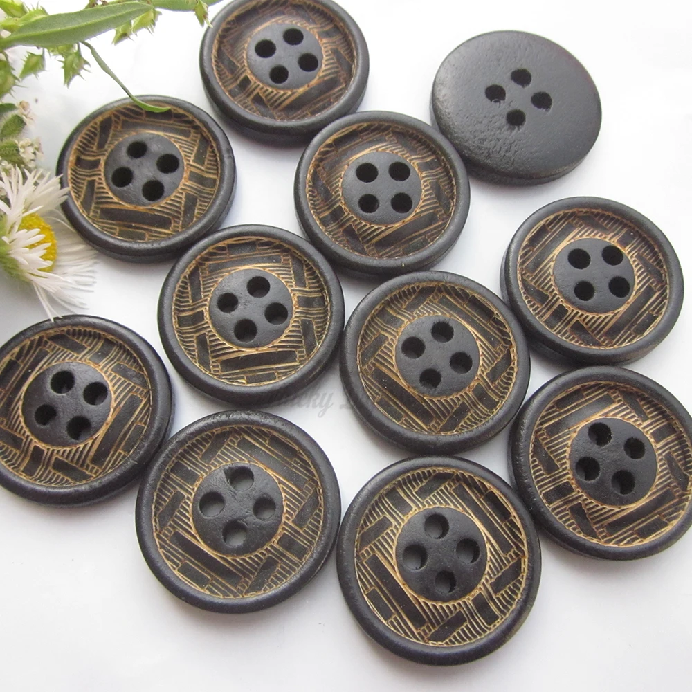 144pcs 20mm 4 holes Black laser engraving pattern wooden sewing buttons wood sewing craft decorative accessories supplies
144pcs 20mm 4 holes Black laser engraving pattern wooden sewing buttons wood sewing craft decorative accessories supplies