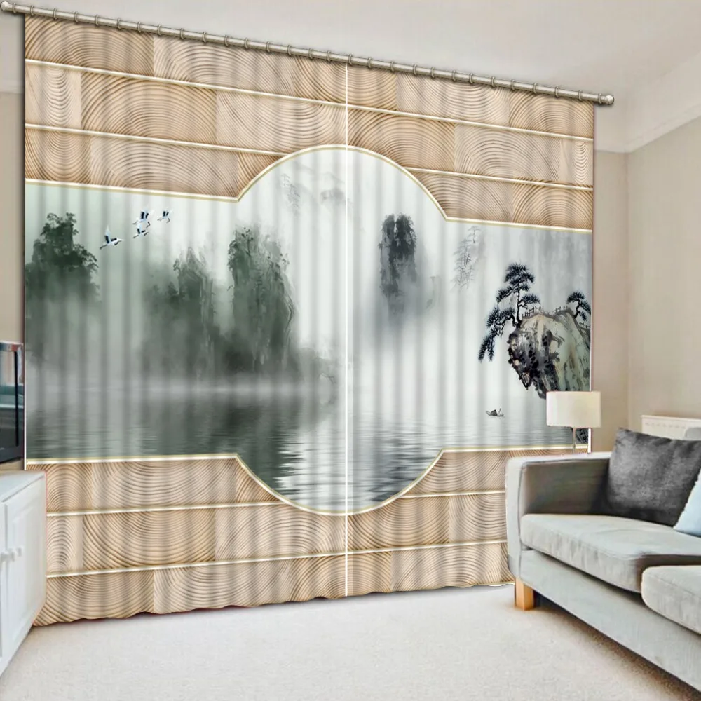 3D Curtain Fashion Customized Curtain Decoration Wood Grain Ink Landscape Curtains For Bedroom Blackout Shade Window Curtains
3D Curtain Fashion Customized Curtain Decoration Wood Grain Ink Landscape Curtains For Bedroom Blackout Shade Window Curtains