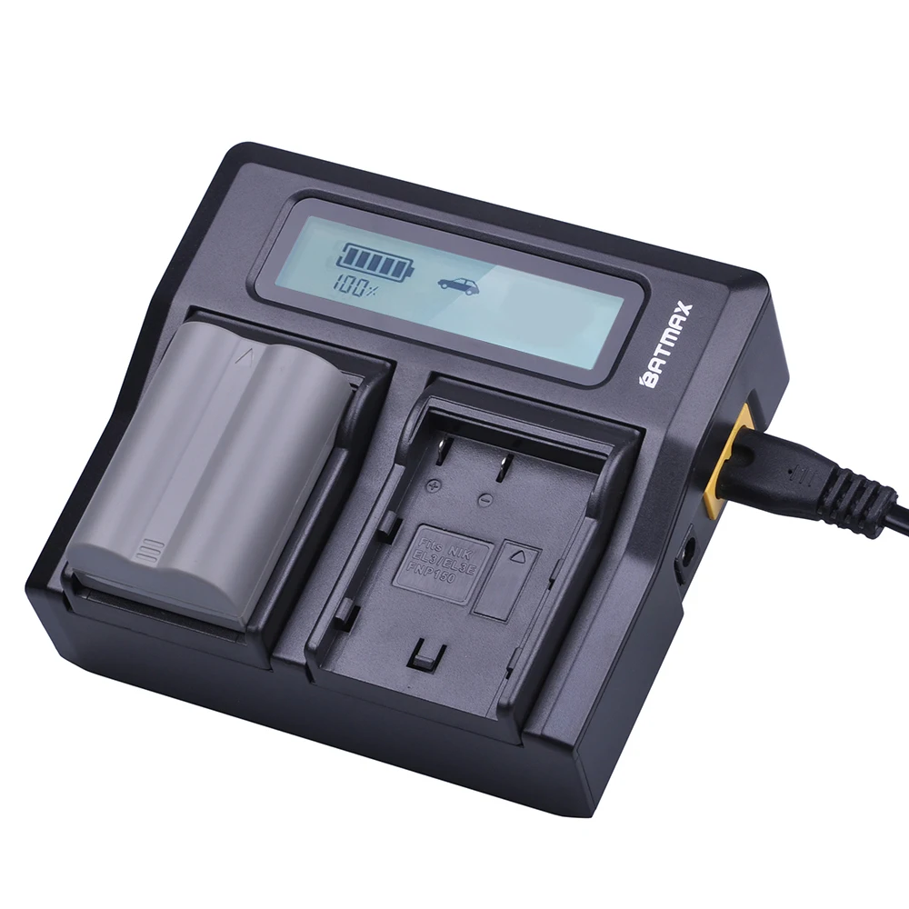 

Batmax 1pc EN-EL3E EN EL3e battery+LCD Rapid Dual Charger for Nikon ENEL3e D300S D300 D100 D200 D700 D70S D80 D90 D50 MH-18A