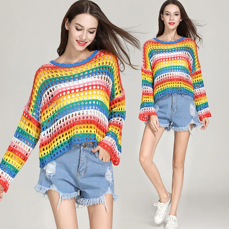 Women Pullover Sweater Spring Autumn Hollow Out Knitted Sweaters Female Striped Long Sleeve Round Collar Casual Jumper Top H9207
Women Pullover Sweater Spring Autumn Hollow Out Knitted Sweaters Female Striped Long Sleeve Round Collar Casual Jumper Top H9207