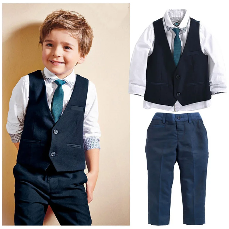 Gentleman Boys Blazers Children Clothing Boys Clothes Sets Long Sleeve Shirt + Vest Coat + Pants Wedding Party Baby Vestido
Gentleman Boys Blazers Children Clothing Boys Clothes Sets Long Sleeve Shirt + Vest Coat + Pants Wedding Party Baby Vestido