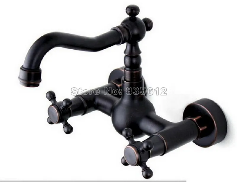 Wall Mounted Classic Black Oil Rubbed Bronze Dual Handles Kitchen Sink Mixer Tap / Bathroom Swivel Spout Basin Faucets Wtf011 
Wall Mounted Classic Black Oil Rubbed Bronze Dual Handles Kitchen Sink Mixer Tap / Bathroom Swivel Spout Basin Faucets Wtf011