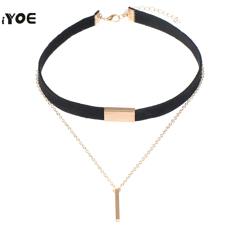 Новинка 2019 Женское Ожерелье IYOE для девушек коричневое черное бархатное ожерелье