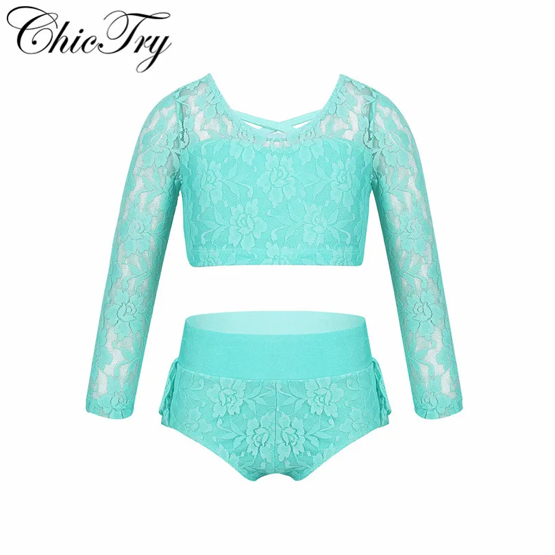 Kids Girls Children Set Outfit Lace 3/4 Sleeves Criss Cross Back Crop Top with ruffled Briefs Set for Dancing Stage Performance
Kids Girls Children Set Outfit Lace 3/4 Sleeves Criss Cross Back Crop Top with ruffled Briefs Set for Dancing Stage Performance