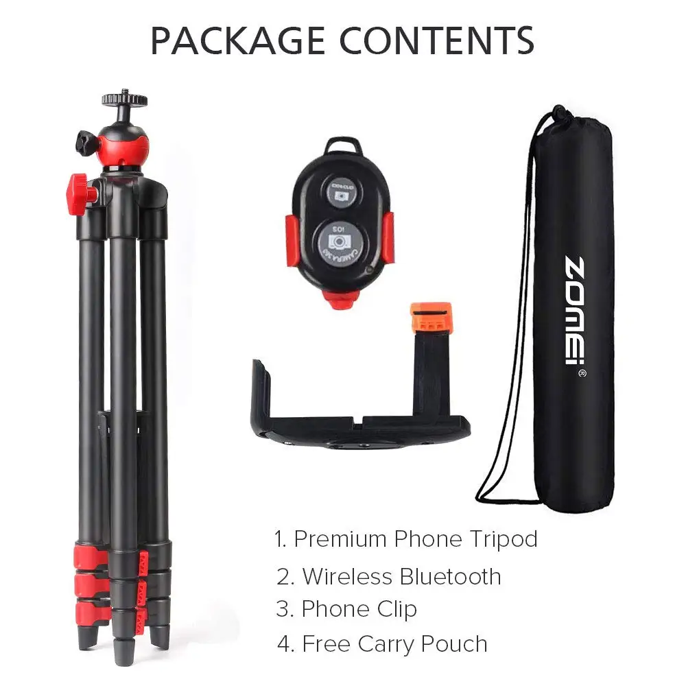 ZOMEi Smart Phone Tripod with Bluetooth Remote Cellphone Holder Mount 360 Panorama Ball Head for Camera GoPro iPhone Cell Phone
ZOMEi Smart Phone Tripod with Bluetooth Remote Cellphone Holder Mount 360 Panorama Ball Head for Camera GoPro iPhone Cell Phone