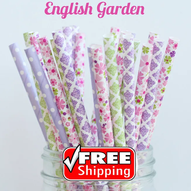 200 Pcs Mix 4 Designs ENGLISH GARDEN Themed Paper Straws -Flowers, Dot, Damask, Purple, Pink, Green, Pretty, Whimsical, Vintage
200 Pcs Mix 4 Designs ENGLISH GARDEN Themed Paper Straws -Flowers, Dot, Damask, Purple, Pink, Green, Pretty, Whimsical, Vintage