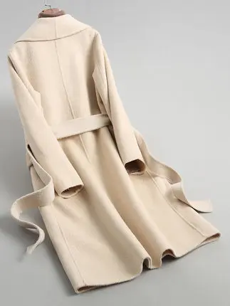 Шерстяное пальто Для женщин 2020 классический халат стильные модели с ремнем