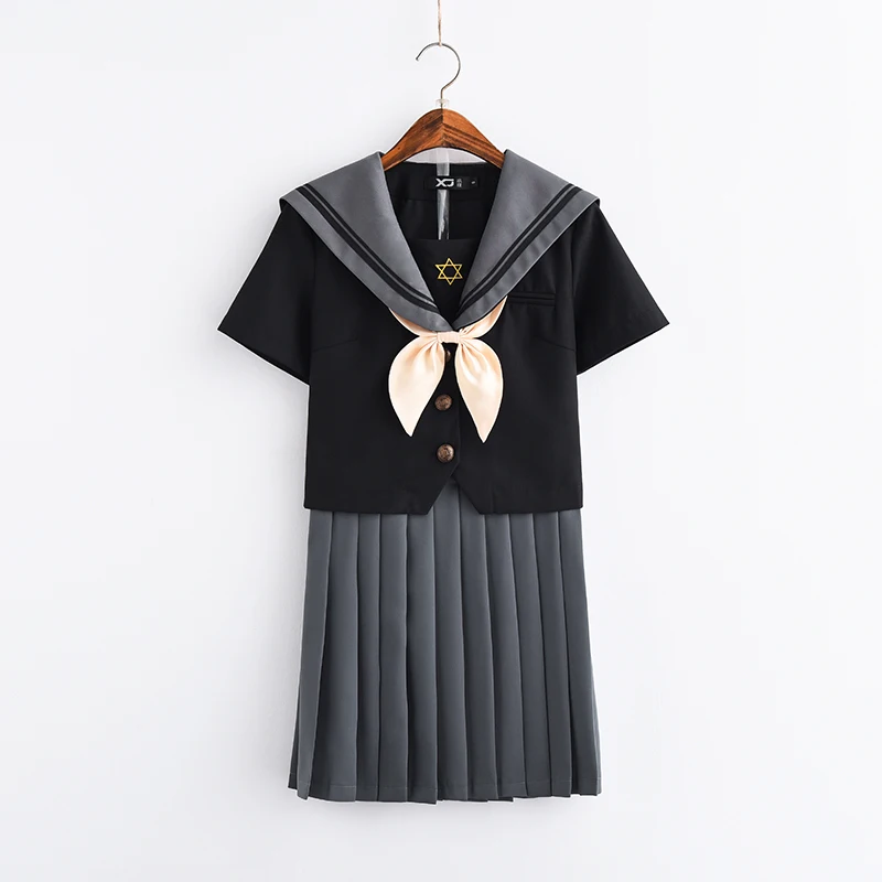 JK японская школьная форма моряка серый/белый галстук модный школьный класс