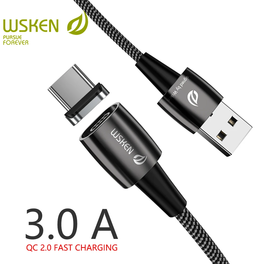 USB кабель WSKEN X1 Pro магнитный 3 А для Samsung S10 S9 S8 note9 Huawei Xiaomi|Кабели мобильных