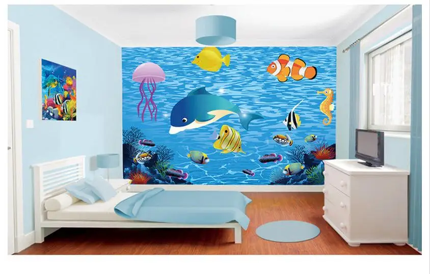 Custom mural 3D non-woven wallpaper Marine fish children room background wall paintings Children's paintings decoration
Custom mural 3D non-woven wallpaper Marine fish children room background wall paintings Children's paintings decoration