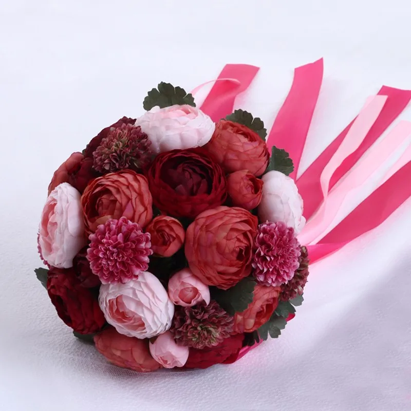 26 Rose Wedding Bouquets Valentine's Day present Handmade Flower Bridal Party Gifts Wedding Accessories With Ribbon
26 Rose Wedding Bouquets Valentine's Day present Handmade Flower Bridal Party Gifts Wedding Accessories With Ribbon