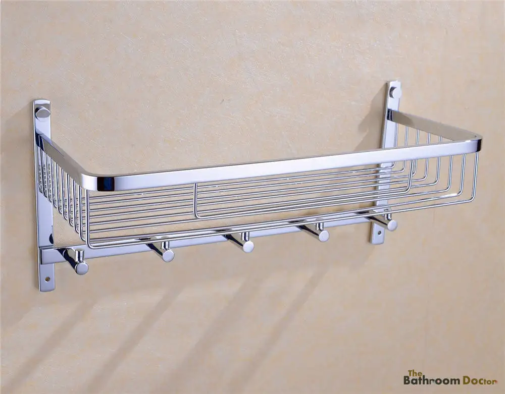 Bathroom Stainless Steel Shower Corner Shelf Caddy Basket Storage Collection with 5 Robe Hooks, Polished chrome 09-117
Bathroom Stainless Steel Shower Corner Shelf Caddy Basket Storage Collection with 5 Robe Hooks, Polished chrome 09-117