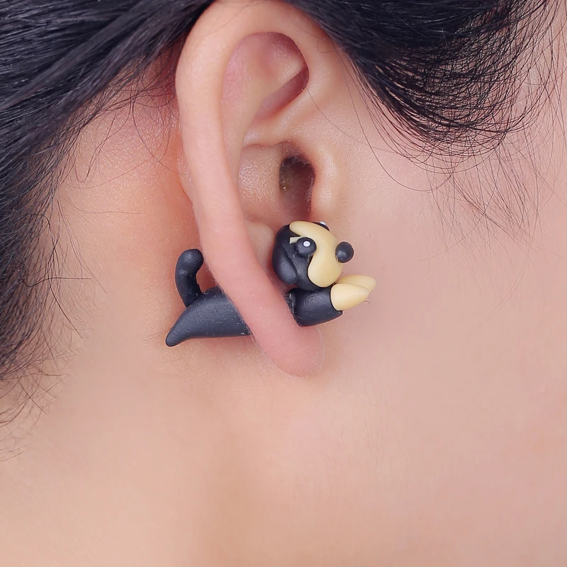 

TTPAIAI 30 Handmade Polymer Clay Cute Jump Dog Earrings for Women Girls Fashion Cartoon Animal Piercing Earrings Ear Jewelry