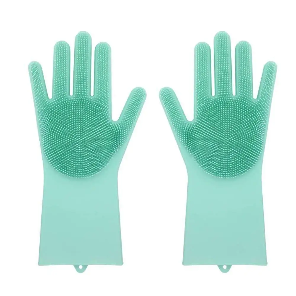 1 пара силиконовой губка для посуды резиновые перчатки пищевой очистки губки