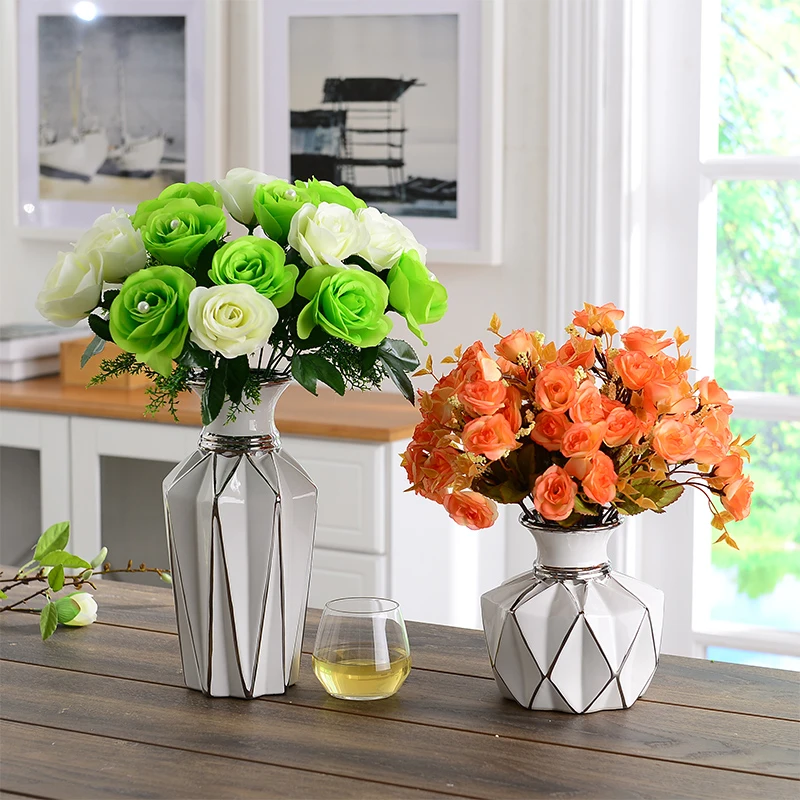 European-style creative ceramic vase dry flower arrangement sitting room table decoration floral apparatus vase for home
European-style creative ceramic vase dry flower arrangement sitting room table decoration floral apparatus vase for home