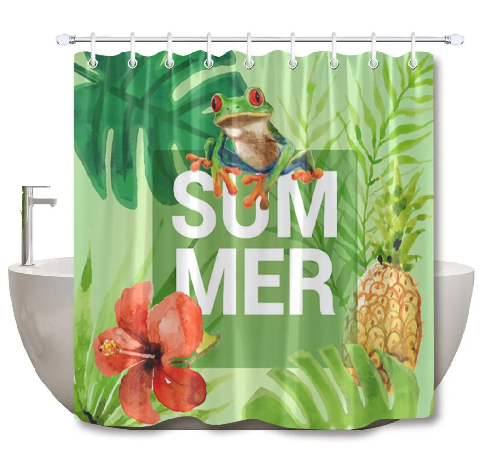 LB Summer Shower Curtains Green Palm Leaf Flower Pineapple Flamingos Slippers on Blue Sea Beach Curtains for Bathroom Home Decor
LB Summer Shower Curtains Green Palm Leaf Flower Pineapple Flamingos Slippers on Blue Sea Beach Curtains for Bathroom Home Decor