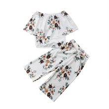 Комплект одежды с цветочным принтом для маленьких девочек