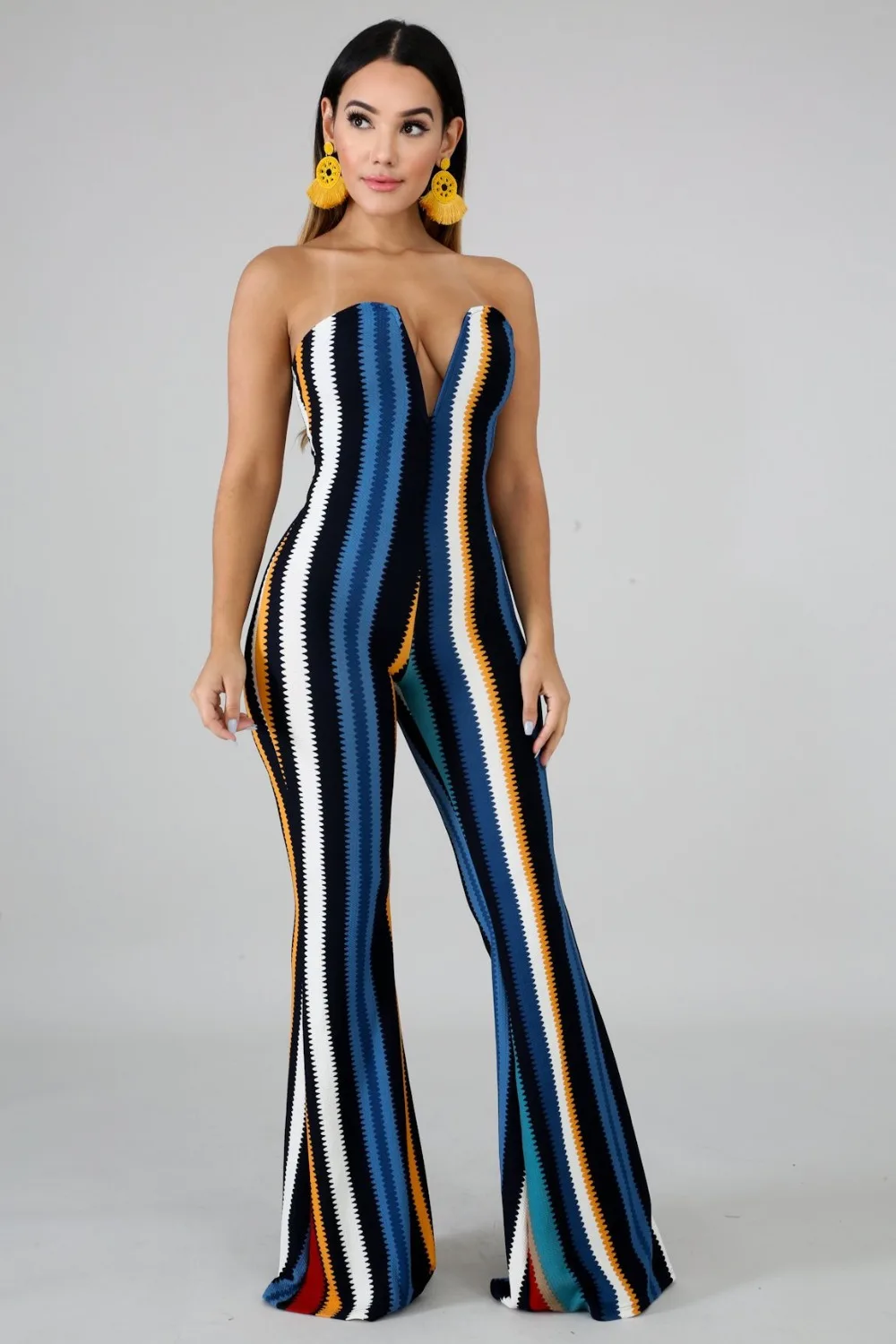 Adogirl Sexy V Neck Sawtooth Stripe Jumpsuit Women Elegant Off Shoulder Strapless Rompers Casual Outwear Bodycon Overalls Female
Adogirl Sexy V Neck Sawtooth Stripe Jumpsuit Women Elegant Off Shoulder Strapless Rompers Casual Outwear Bodycon Overalls Female