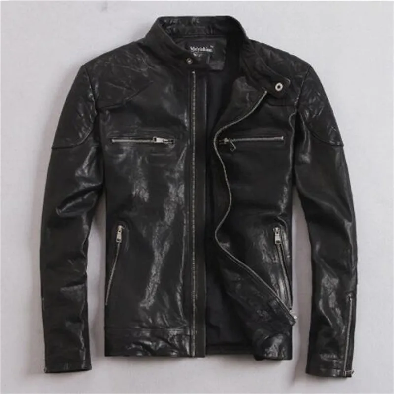 100% Natural Goat Skin Leather Jacket Men Spring Autumn Short Slim Motocycle Bomber Jackets casacas de cuero
100% Natural Goat Skin Leather Jacket Men Spring Autumn Short Slim Motocycle Bomber Jackets casacas de cuero