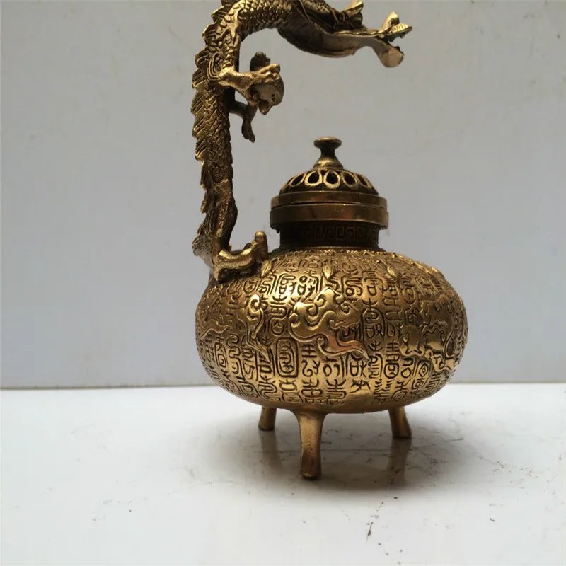 Антикварный антиквариат китайский латунный вырезать дракона | Дом и сад