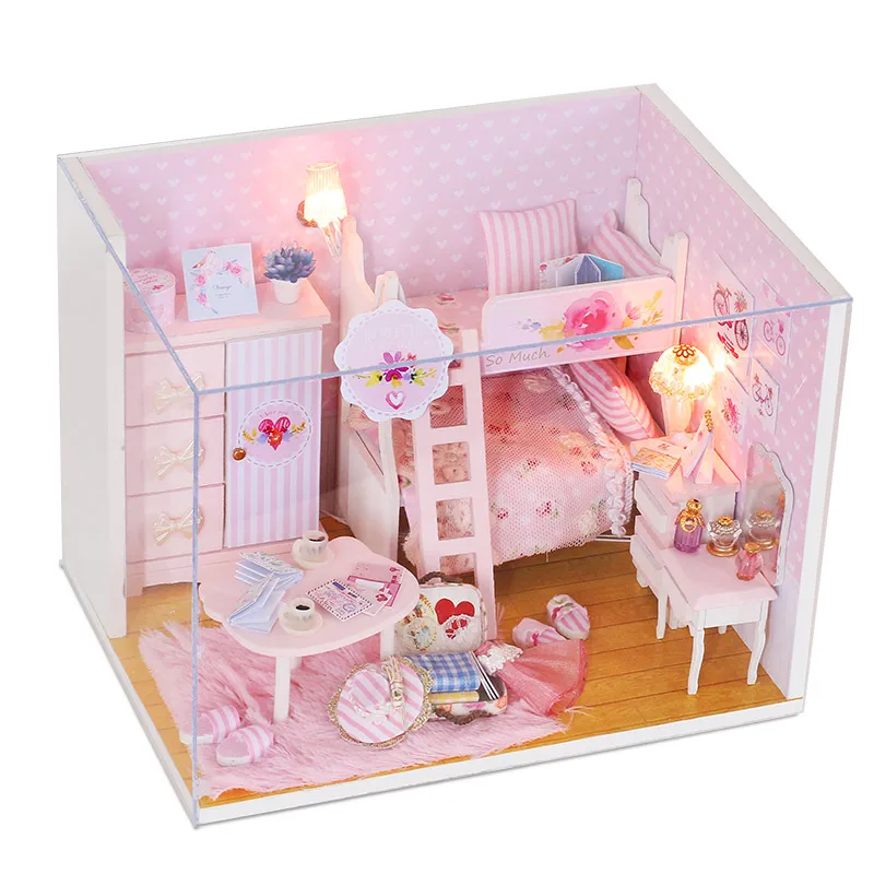 3D doll house with dust cover wooden sweet small dollhouse for girls' good gifts with free shipping
3D doll house with dust cover wooden sweet small dollhouse for girls' good gifts with free shipping