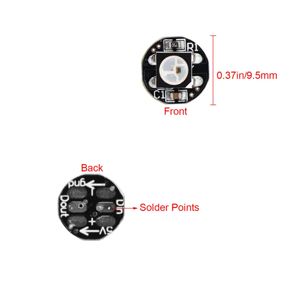 5050 SMD Prewired WS2812B SK6812 RGB светодиодный чипы индивидуально адресуемых Черный PCB