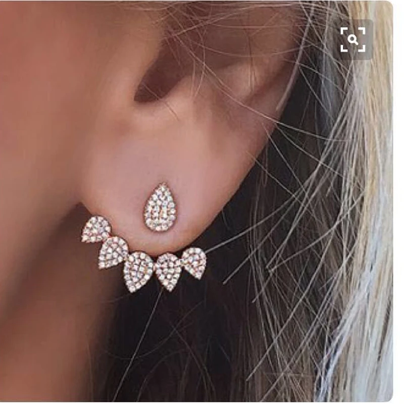 Korean Jewelry New Crystal Front Back Double Sided Stud Earrings For Women Fashion Ear Jacket Piercing Earing Koyle
Korean Jewelry New Crystal Front Back Double Sided Stud Earrings For Women Fashion Ear Jacket Piercing Earing Koyle