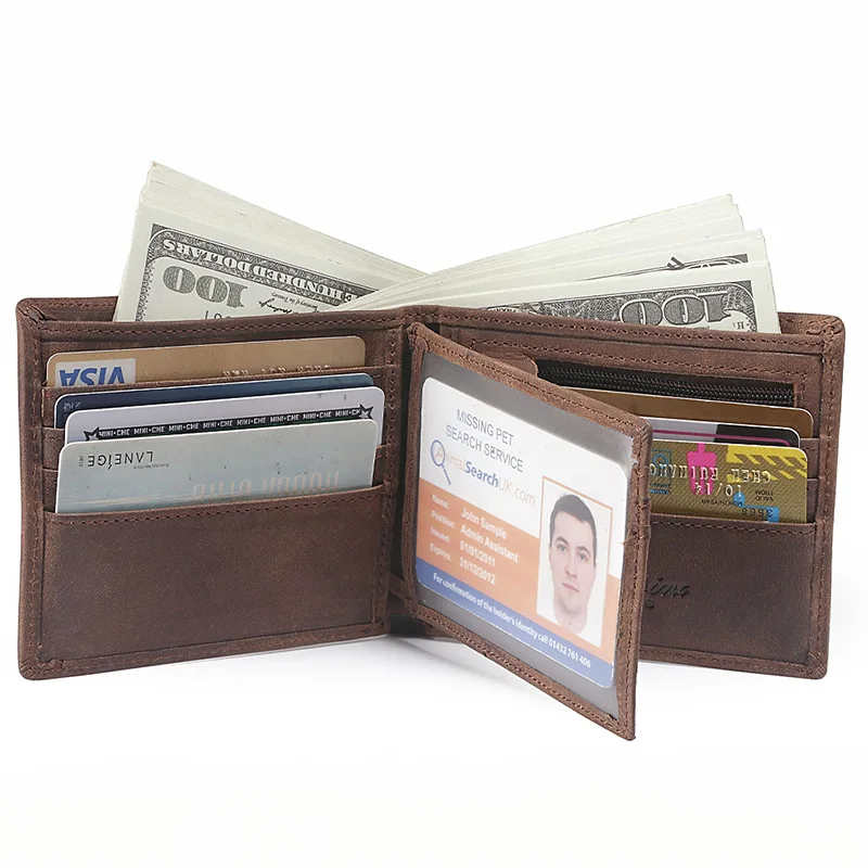MS Vintage Men Crazy Horse Leather Wallet Credit Card ID Cash Holder Wallet Trifold Zipper Coin Wallet (Random Logo) Q611-5
MS Vintage Men Crazy Horse Leather Wallet Credit Card ID Cash Holder Wallet Trifold Zipper Coin Wallet (Random Logo) Q611-5