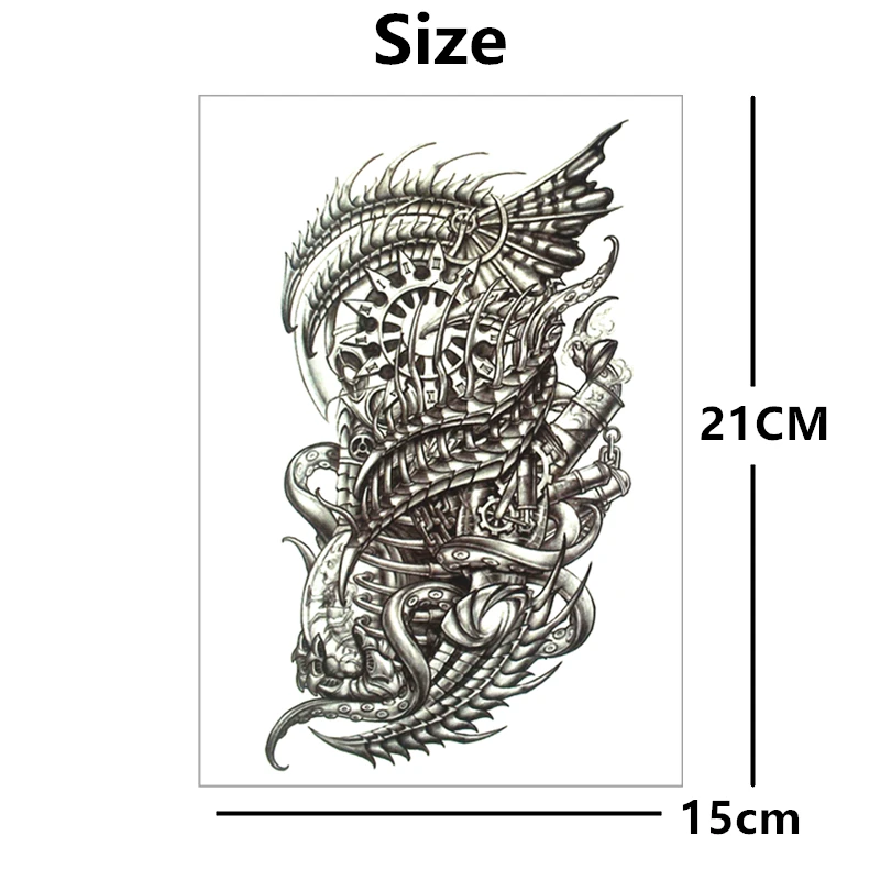 SHNAPIGN механические Временные татуировки дракона боди арт флэш-наклейки 21*15 см