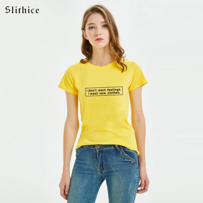Slithice i don't want feelings i want new clothes Funny Letter Print T-shirt Tees Short sleeve Women Summer tshirt shirts tops
Slithice i don't want feelings i want new clothes Funny Letter Print T-shirt Tees Short sleeve Women Summer tshirt shirts tops