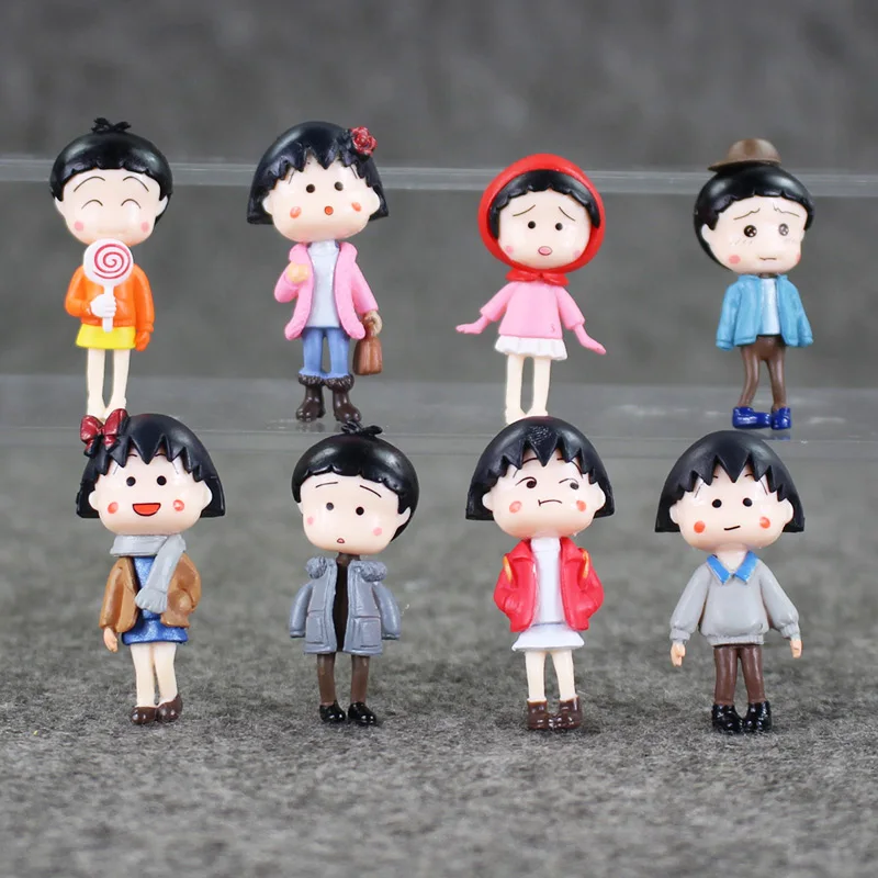 8 шт./лот Новые Аниме Chibi Maruko ПВХ Фигурки игрушки Мини мультфильм Chan Sakura Momoko экшн