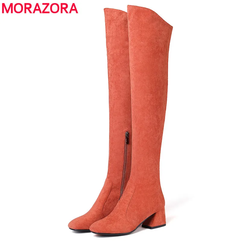 Женские сапоги выше колена MORAZORA, черные сапоги из флока, с круглым носком, осенне-зимний сезон 2021
Женские сапоги выше колена MORAZORA, черные сапоги из флока, с круглым носком, осенне-зимний сезон 2021