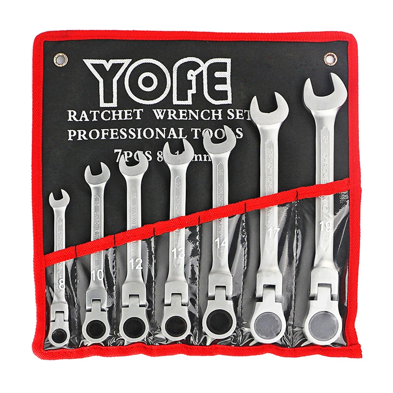 YOFE 7pcs/set 8-19mm Flexible Head Ratchet Handle Wrench Quick Matt Reversible Ratchet Spanner Wrench Set Auto Repair Tools
YOFE 7pcs/set 8-19mm Flexible Head Ratchet Handle Wrench Quick Matt Reversible Ratchet Spanner Wrench Set Auto Repair Tools