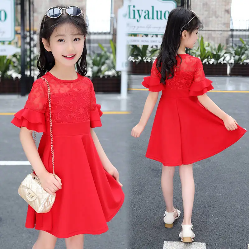 2019 New Summer Fashion Sweet Children Girl Lace Mesh Flare Sleeve Dress Teenage Girls Solid Pleated Flower Princess Dresses L54
2019 New Summer Fashion Sweet Children Girl Lace Mesh Flare Sleeve Dress Teenage Girls Solid Pleated Flower Princess Dresses L54