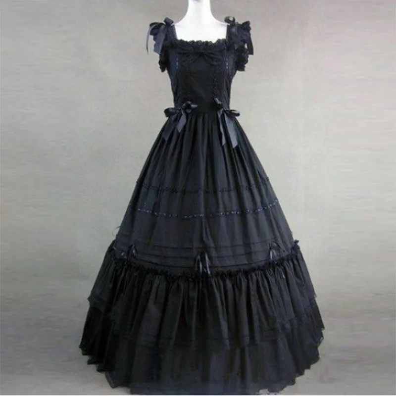 Customized 2018 Gothic Victorian Dresses 18th Century Black Cotton Bow Square Collar Sleeveless Rococo Ball Gowns For Girl
Customized 2018 Gothic Victorian Dresses 18th Century Black Cotton Bow Square Collar Sleeveless Rococo Ball Gowns For Girl