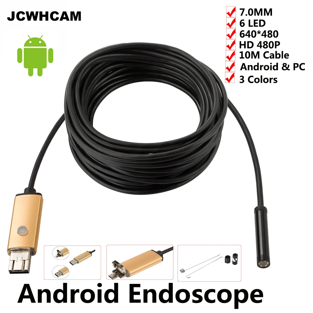 JCWHCAM Endoscope 7mm Lens 10M USB Endoscope Red Gold 2IN1 Inspection Camera Endoscopio Android OTG Phone Borescope For Android
JCWHCAM Endoscope 7mm Lens 10M USB Endoscope Red Gold 2IN1 Inspection Camera Endoscopio Android OTG Phone Borescope For Android
