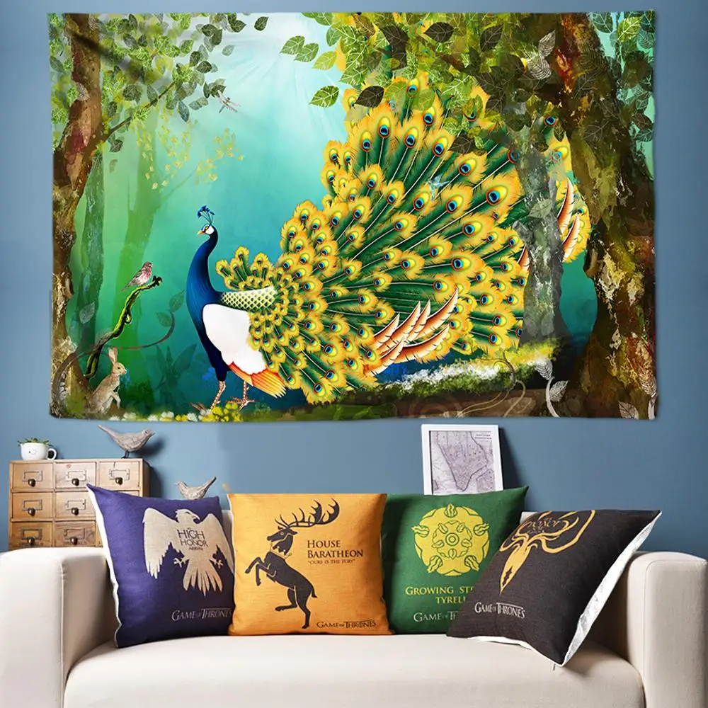 Peacock Tapestry Nature Forest Tree Tapestry Fabric Wall Hanging Bohemian Psychedelic Wall Tapestries for Living Room Art Decor
Peacock Tapestry Nature Forest Tree Tapestry Fabric Wall Hanging Bohemian Psychedelic Wall Tapestries for Living Room Art Decor
