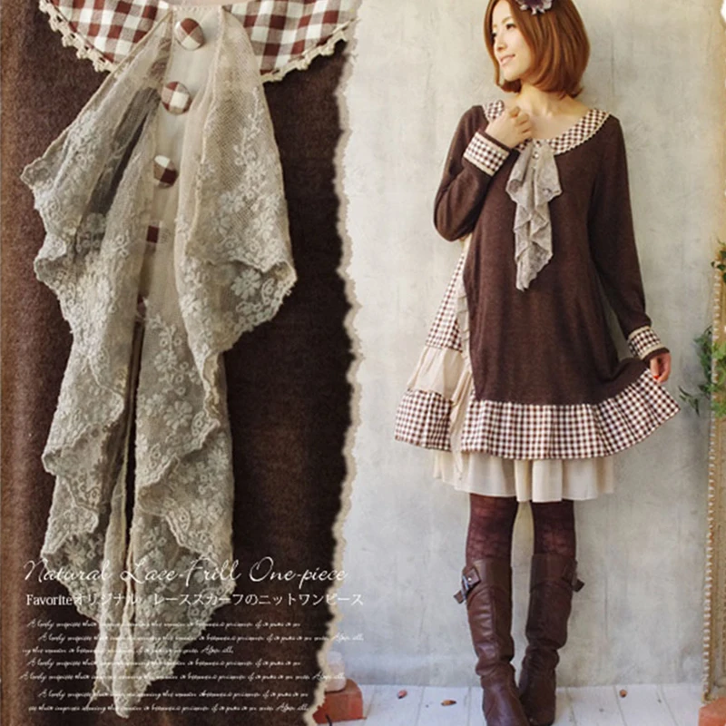 Autumn Forest Girls Style Harajuku Japanese Mori Girl Women Kawaii Sweet Loose Cravat Irregular Knitting Cute Lolita Dress C181
Autumn Forest Girls Style Harajuku Japanese Mori Girl Women Kawaii Sweet Loose Cravat Irregular Knitting Cute Lolita Dress C181