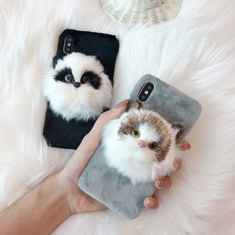 Прекрасный DIY сна кошка пушистая теплый чехол для iPhone 7 8 Plus X XS MAX XR Жесткий PC