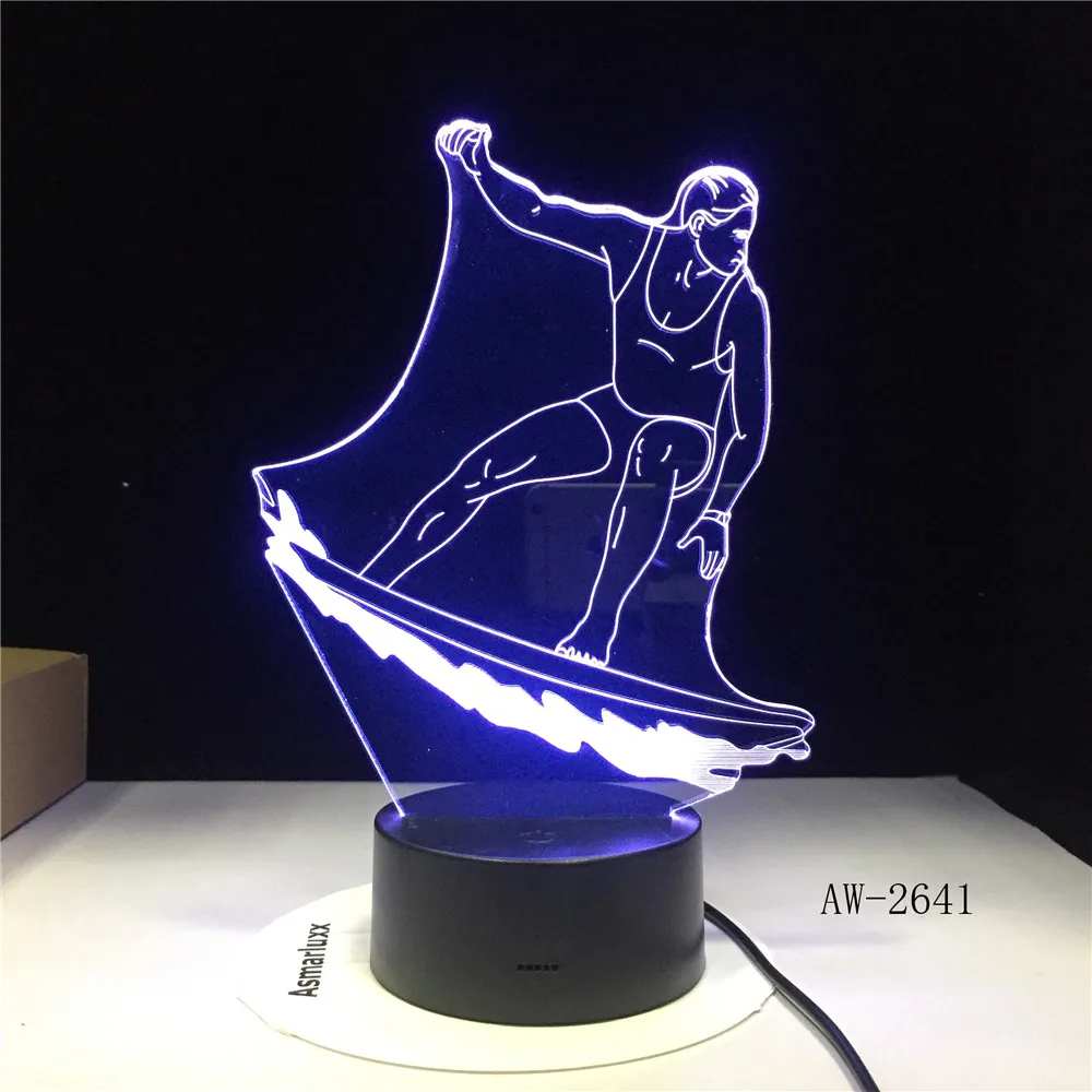3D светодиодный спортивный светильник для серфинга s-лампа цветной RGB USB Ночной