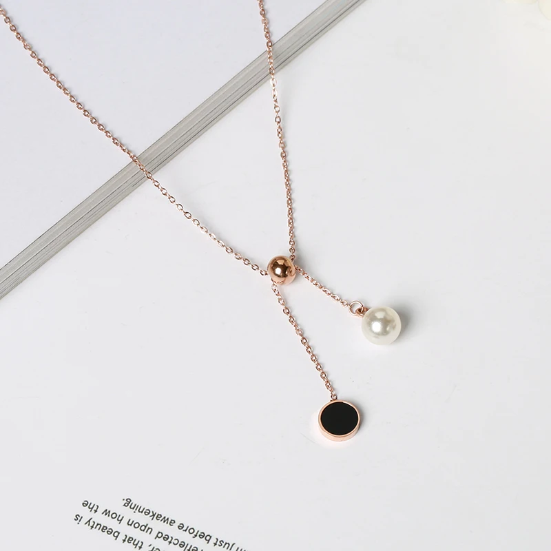 YUN RUO Simple & Fashion Rose Gold Color Pearl Pendant Necklace Titanium Steel Jewelry Woman Gift Never Fade Drop Ship 2019
YUN RUO Simple & Fashion Rose Gold Color Pearl Pendant Necklace Titanium Steel Jewelry Woman Gift Never Fade Drop Ship 2019