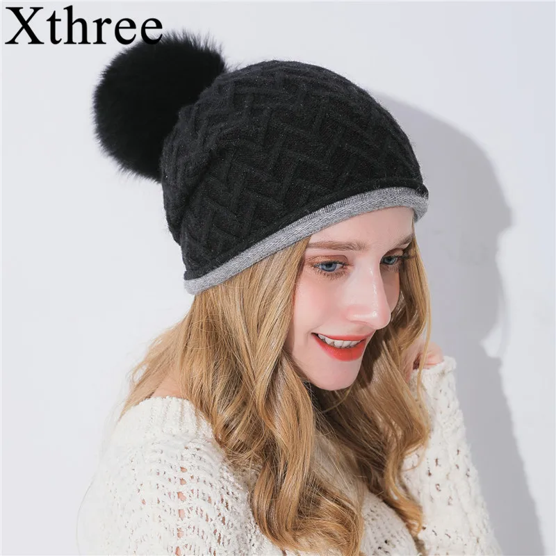 Xthree Women Keep Warm Cashmere Winter Hat For Girl Knitted Hat Beanie Gorro Wool Blend Brand Fox Fur Pom Pom Hat For Women 
Xthree Women Keep Warm Cashmere Winter Hat For Girl Knitted Hat Beanie Gorro Wool Blend Brand Fox Fur Pom Pom Hat For Women
