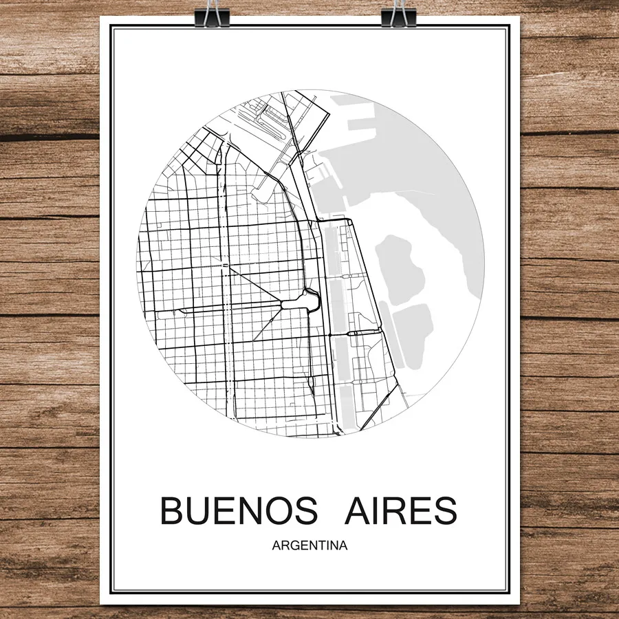 BUENOS AIRES Аргентина известных мировых городская улица карта печать плакатов бумага