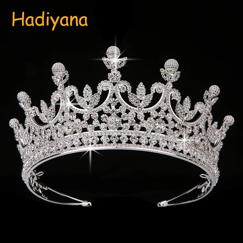 

Hadiyana Fashion Luxury AAA CZ Bridal Hair Tiaras Solid Round Ball Noble Noble Temperament Princess Crown Wedding Party BC4323