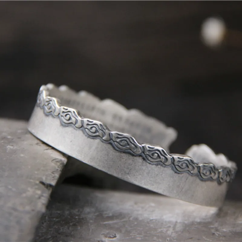 999 Sterling Silver Bangles For Women Fine Jewelry Round Stick Auspicious Cloud Heart Sutra Modeling Adjustable Bangles
999 Sterling Silver Bangles For Women Fine Jewelry Round Stick Auspicious Cloud Heart Sutra Modeling Adjustable Bangles