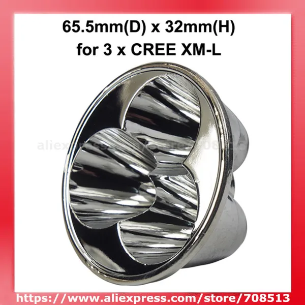 

65.5mm(D) x 32mm(H) SMO Aluminum Reflector for 3 x Cree XM-L
