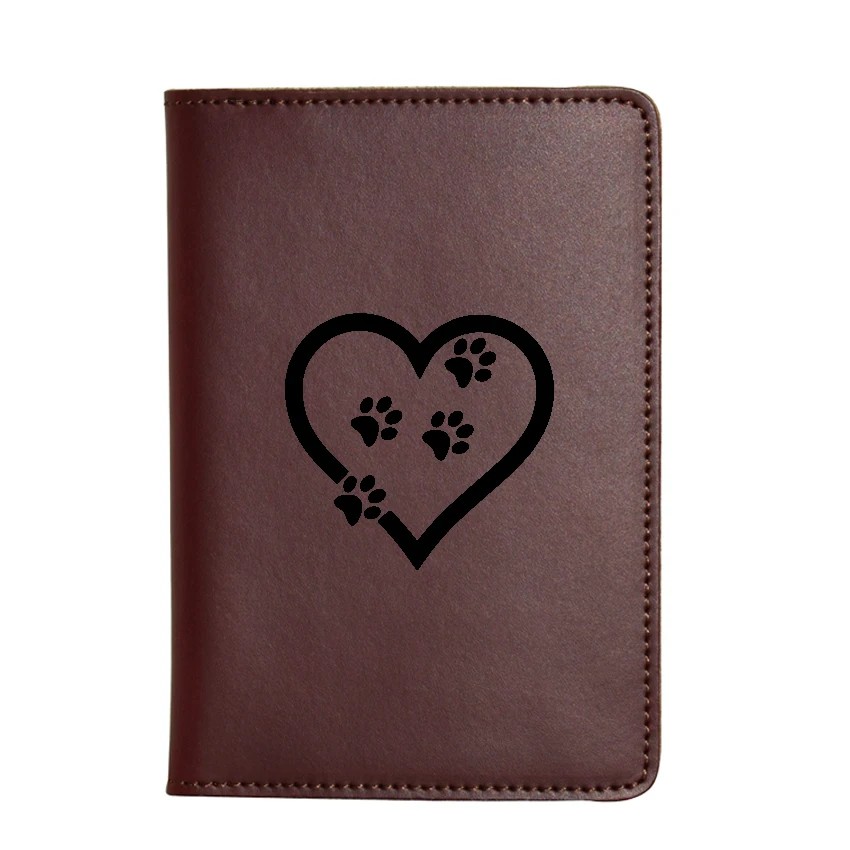 Love heart cat paw кошелек для паспорта натуральная кожа чехол путешествий гравировка
