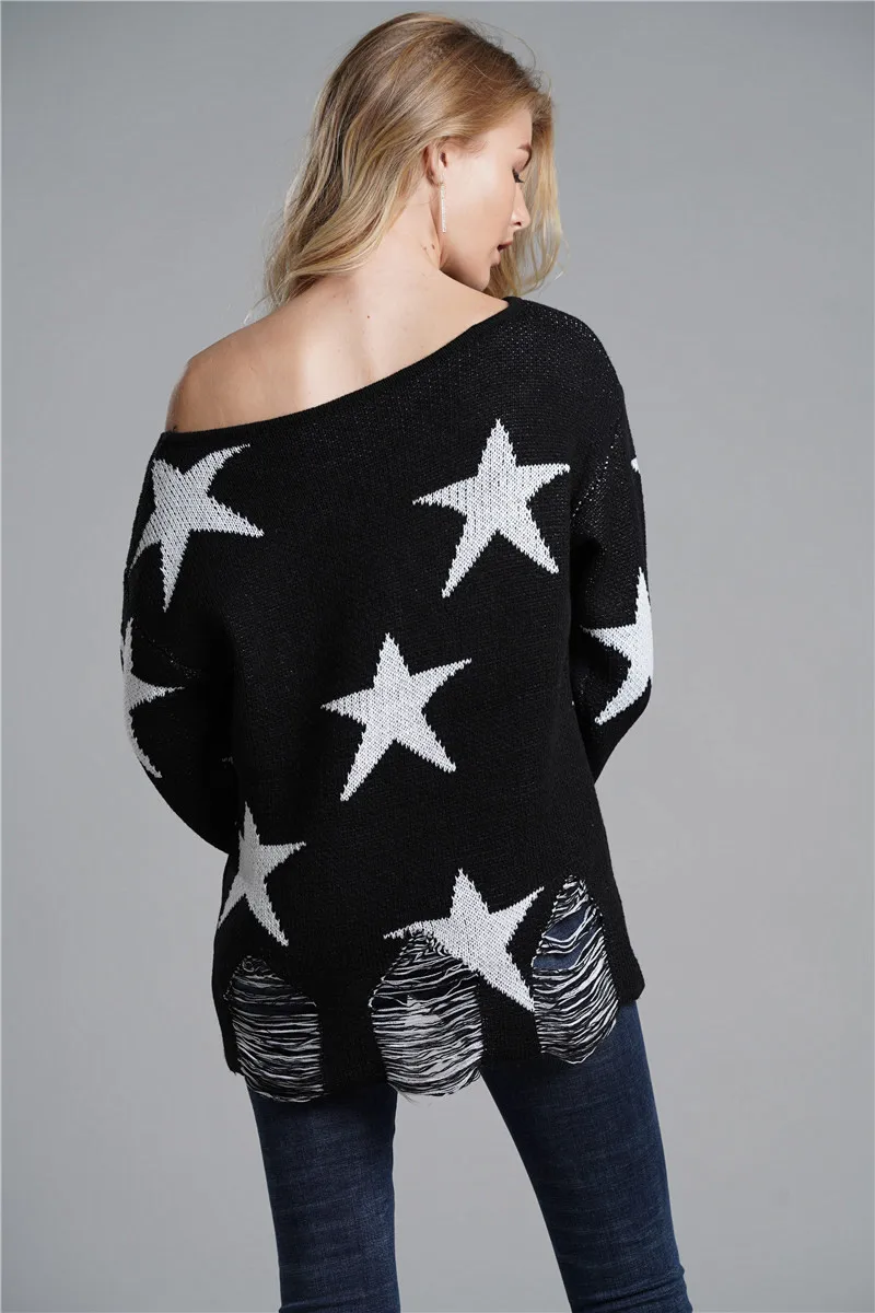 Women's Stars Print Pullover Sweater Female Long Sleeve Autumn Winter Vintage Knitted Off Shoulder V Neck Sweater Jumper Sueter
Women's Stars Print Pullover Sweater Female Long Sleeve Autumn Winter Vintage Knitted Off Shoulder V Neck Sweater Jumper Sueter