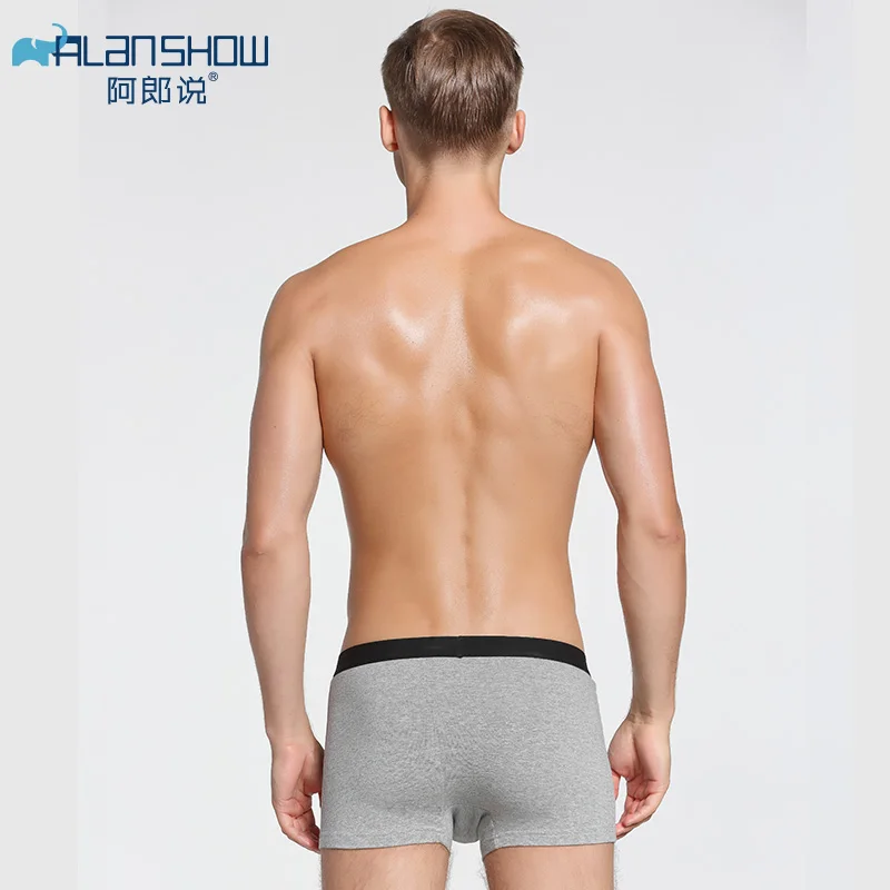ALANSHOW Mens Underwear Soft Spandex Boxers Cotton Boxer Men Solid Shorts Plus Size Breath | Мужская одежда
