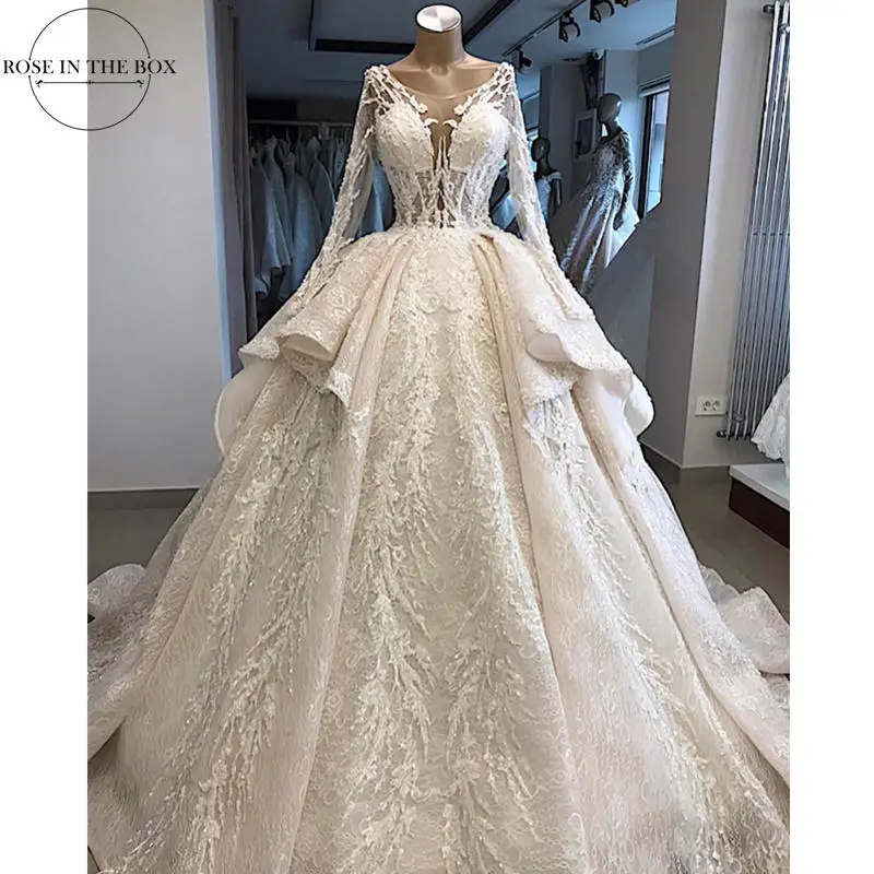 Robe De Mariee Luxury Lace Appliques Wedding Dress 2019 Illusion Long Sleeve Wedding Gowns Court Train Bridal Dress
Robe De Mariee Luxury Lace Appliques Wedding Dress 2019 Illusion Long Sleeve Wedding Gowns Court Train Bridal Dress